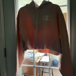 Womens Champion Cropped Hoodie Pink size large